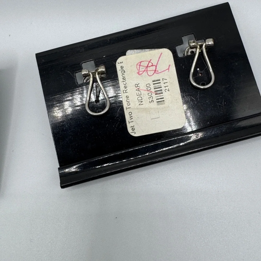 Earring Lot 7 Pairs Silver Tone Pearl CZ Rhinestone Dangle Hoop Stud NOS - Picture 8 of 13